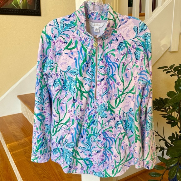 Lilly Pulitzer UPF 50+ Skipper Popover, Multi Secret Escape, M - Picture 2 of 10